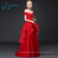 Tulle Lace Pleat Cascading Rüsche Sexy Red Brautkleid